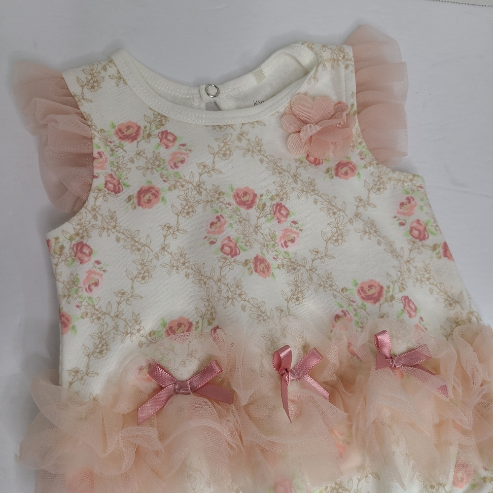 Kyle & Deena Pink Rose Print Ribbon One Piece Bodysuit Baby Size 3-6 Months - Picture 6 of 9